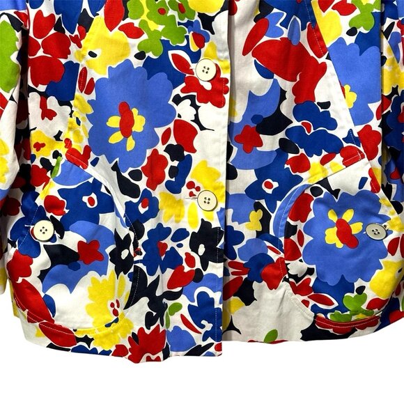 Erin London Womens Vintage Bright Floral Blazer Abstract Artsy Boho Statement PM - Picture 4 of 9